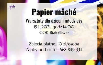Zdjęcie do Warsztaty Papier mache - 19.11.2021